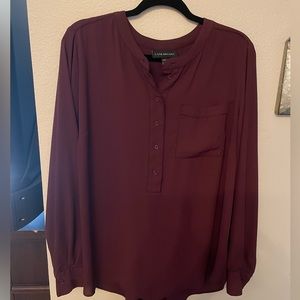 Lane Bryant long sleeve work blouse with button details! Beautiful color!